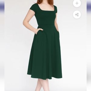 NWOT Cobalt Street Square Neck Cap Sleeve Midi Dress L